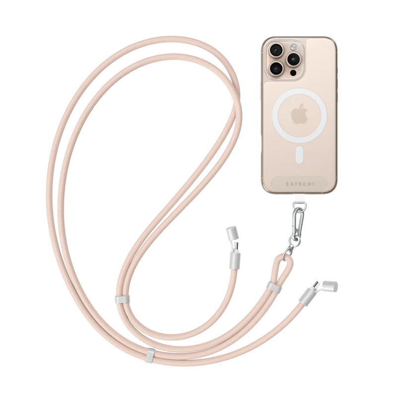 Correa para iPhone OntheGo™ Crossbody con cable USB-C de Satechi - Rosa