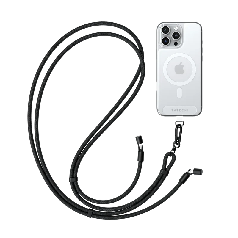 Correa para iPhone OntheGo™ Crossbody con cable USB-C de Satechi - Negro