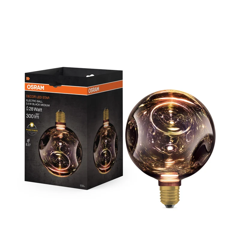 Lámpara LED OSRAM DECOR, cristal eléctrico, mediana, negra