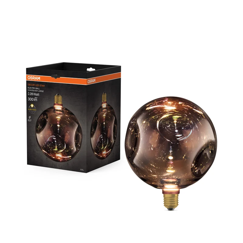 Lámpara LED OSRAM DECOR, grande, negra, con cristal eléctrico