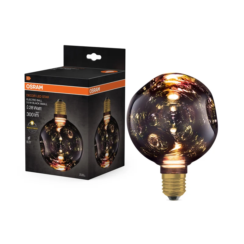 Lámpara LED OSRAM DECOR, pequeña, negra, con cristal eléctrico