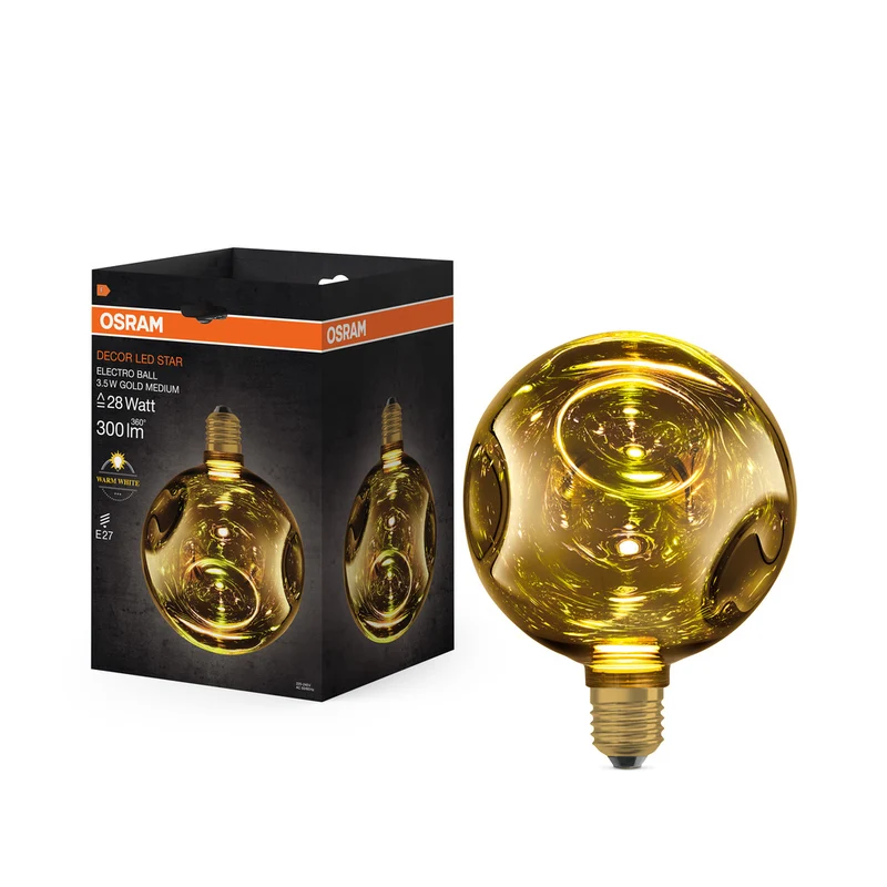 Lámpara LED OSRAM DECOR, cristal eléctrico, dorado medio