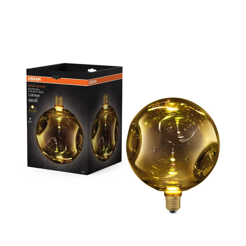 Lámpara LED OSRAM DECOR de cristal craquelado redonda marrón