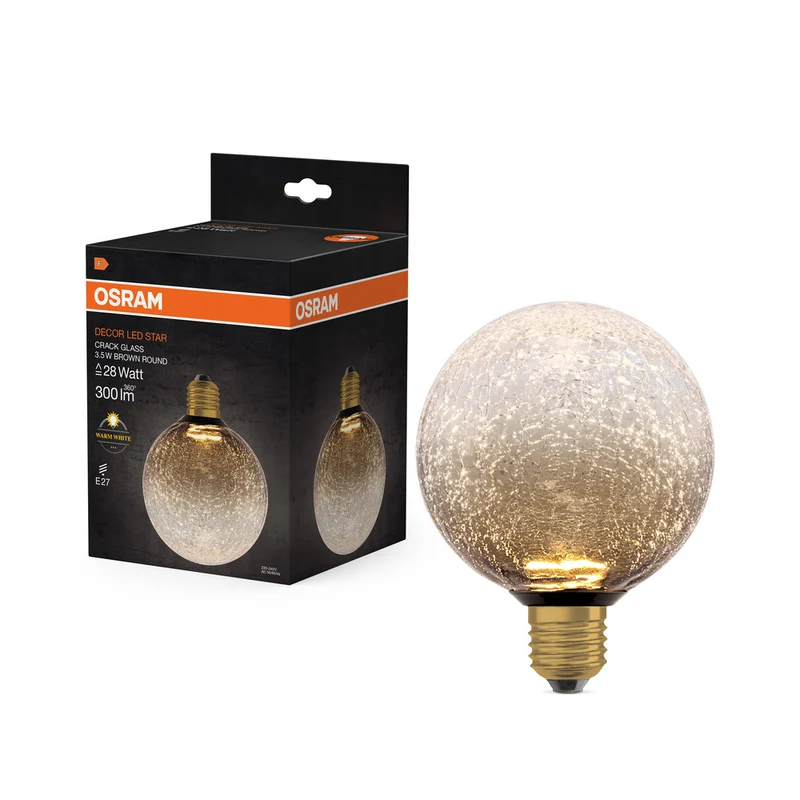 Lámpara LED OSRAM DECOR, grande, dorada, cristal eléctrico
