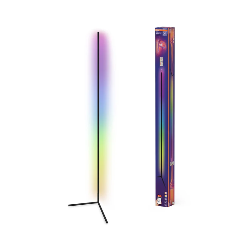 Lámpara de pie OSRAM Matter SMART+ Floor Corner Slim, con mando a distancia, negra, 2000 mm, RGB + Tunable White (TW)