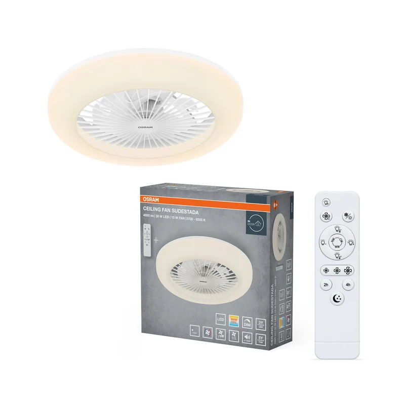 Ventilador de techo LED OSRAM Sudestada, blanco, 45 W, 2700-6500 K, 2700 lm, 450 mm, CCT
