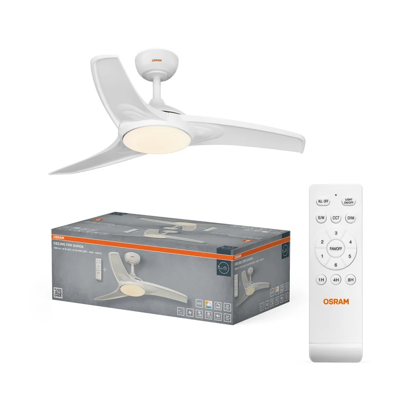 Ventilador de techo LED OSRAM Garoa, blanco, 1065 mm, 40 W, 1100 lm, CCT