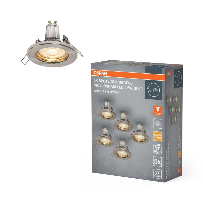 Juego de focos empotrables OSRAM con 5 LED OSRAM Brushed