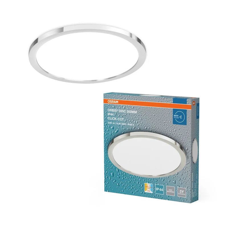 Lámpara de baño OSRAM ORBIS DISC, cromada, 18 W, 2200 lm