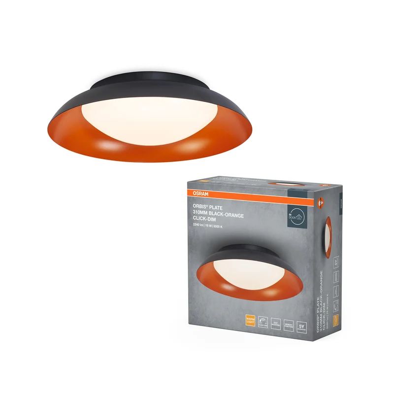 Lámpara de techo OSRAM ORBIS Plate 19 W 310 mm negro/naranja