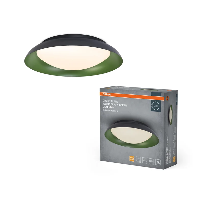Lámpara de techo OSRAM ORBIS Plate 35 W 430 mm negro/verde