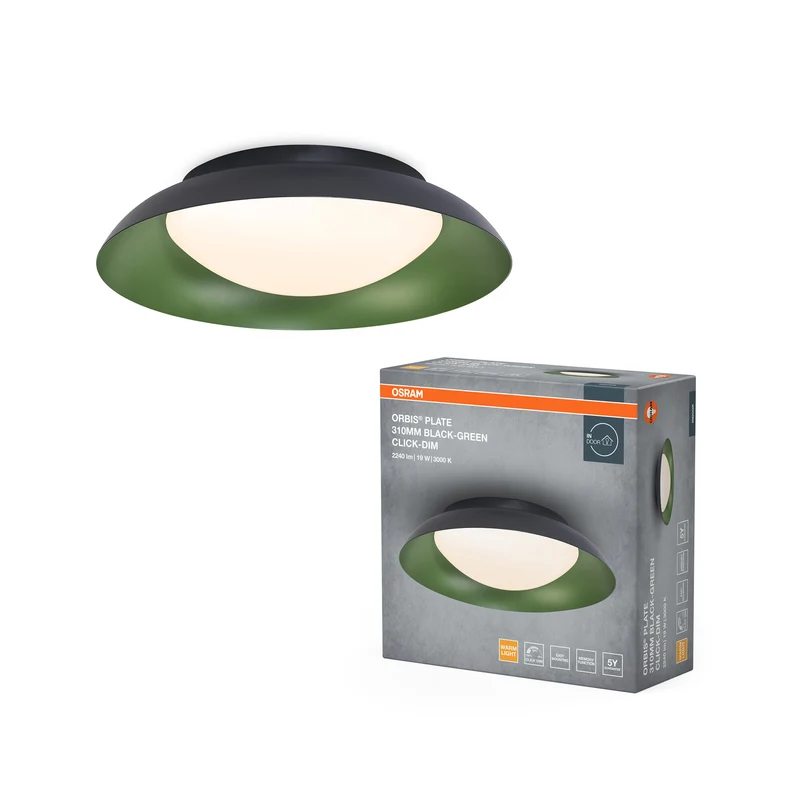 Lámpara de techo OSRAM ORBIS Plate 19 W 310 mm negro/verde