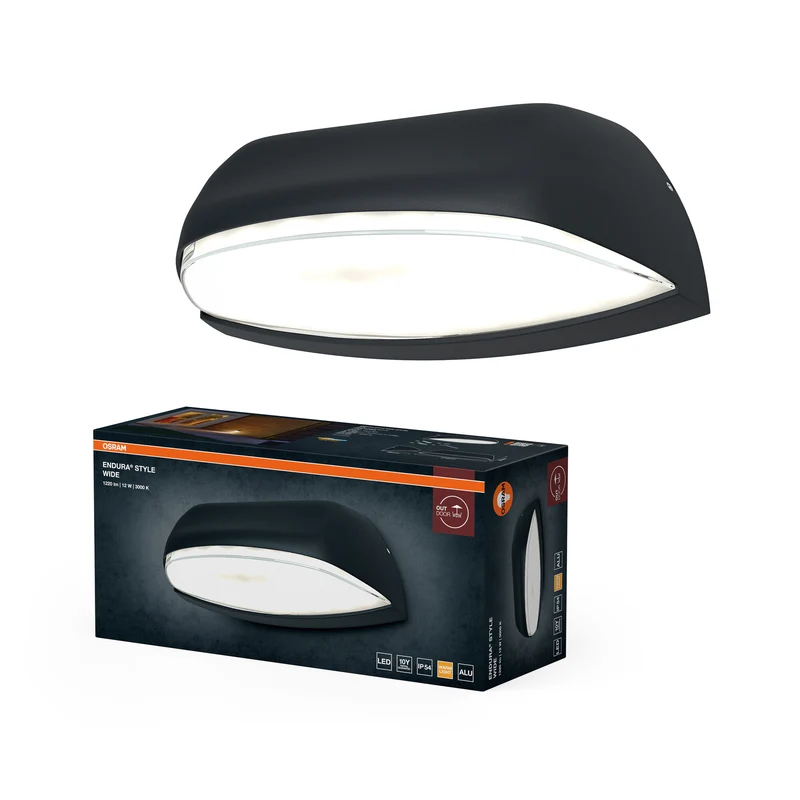 Lámpara de exterior LED OSRAM ENDURA Style Wide, iluminación clásica para la entrada con tecnología lumínica moderna en gris oscuro, protección IP44, para exteriores