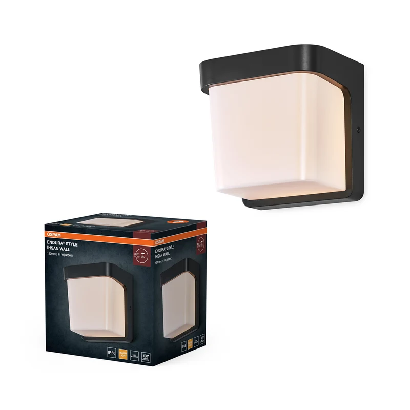 Lámpara de exterior OSRAM ENDURA STYLE IHSAN, 11 W, 550 lm, aplique, gris oscuro, clase de protección IP65, temperatura de color 3.000 K, luz blanca cálida