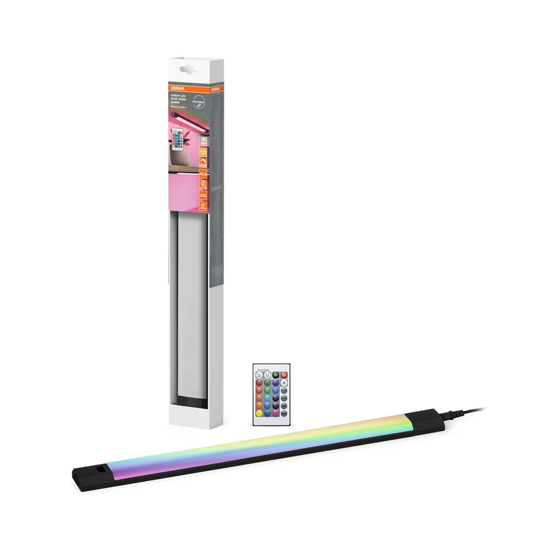 Lámpara empotrada OSRAM Linear Edge Sensor de 30 cm, 8 W, RGBW, regulable, negra