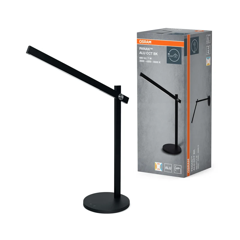 Lámpara de mesa OSRAM Panan Alu, negra, aluminio, regulable