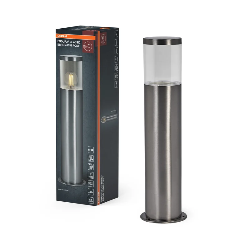 Lámpara de exterior OSRAM ENDURA CLASSIC EBRO, baliza, 49 cm, acero inoxidable, instalación fácil y rápida, clase de protección IP44