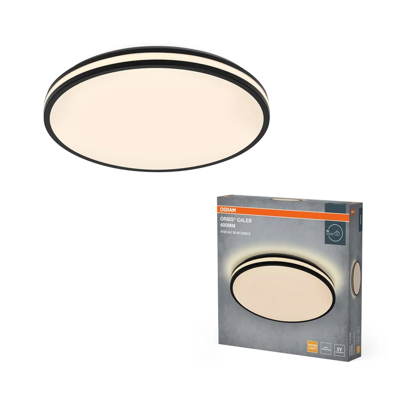 Lámpara de techo OSRAM Orbis Caleb, 490 mm, 36 W, 3000 K, blanco cálido, negro