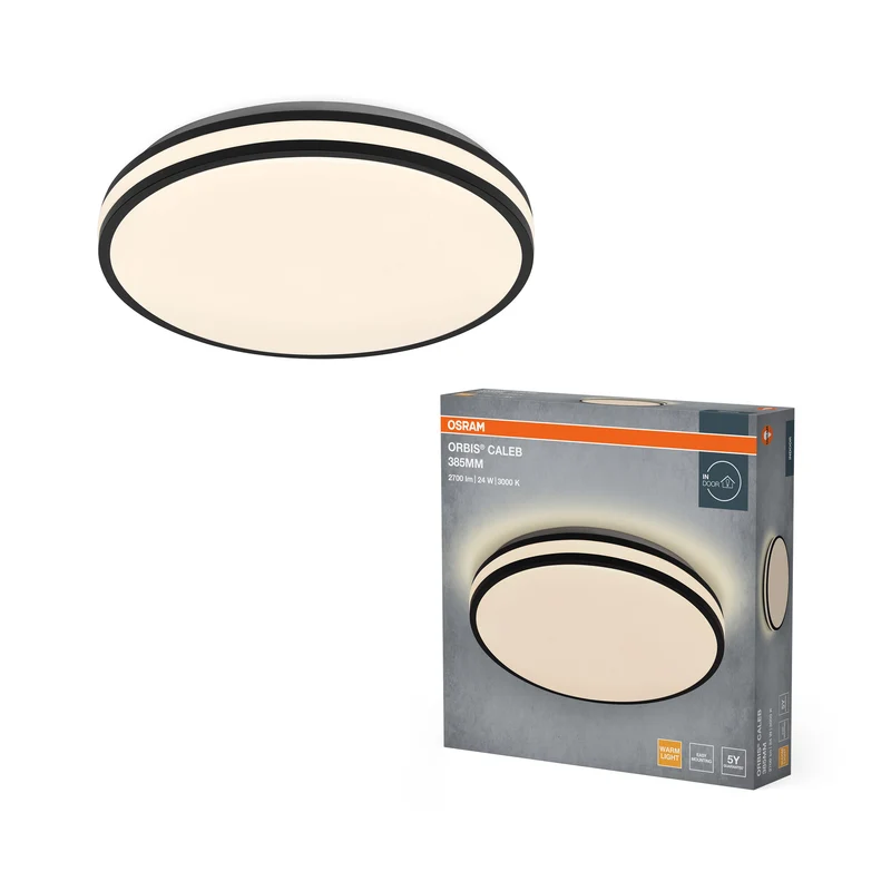 Lámpara de techo OSRAM Orbis Caleb, 385 mm, 24 W, 3000 K, blanco cálido, negro