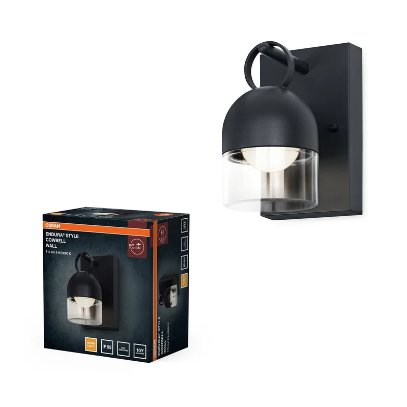 Lámpara de pared para exterior OSRAM, gris oscuro, 6 W, 450 lm, 3000 K, ángulo de haz de 110°, vida útil de 50 000 h, IP65