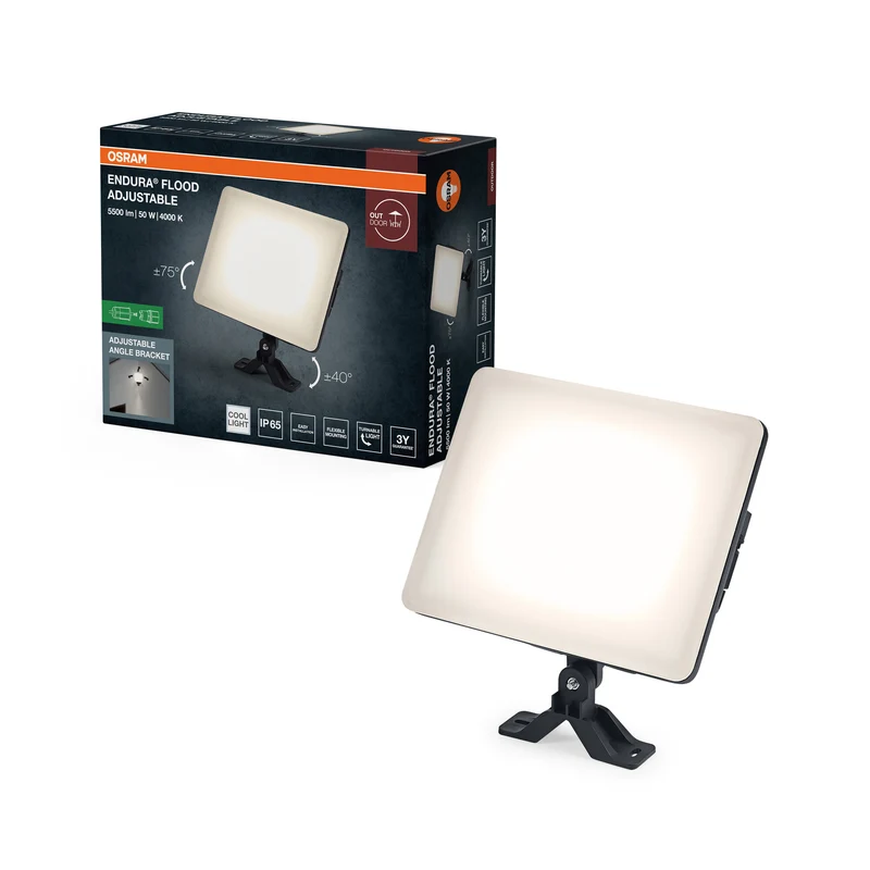 Proyector LED ajustable OSRAM ENDURA Flood, 50 W, 4250 lm, 4000 K (blanco frío), negro, aluminio, orientable, IP65
