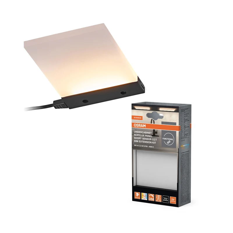 Lámpara de techo OSRAM Acrylux Panel Short para debajo de gabinetes, 2,5 W, CCT, regulable, extensión