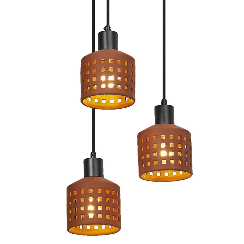 Lámpara colgante OSRAM DECOR Clay Windows marrón, 3 luces, E27