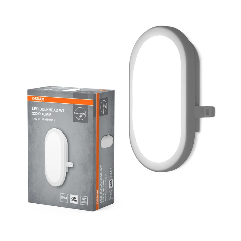 Lámpara de pared y techo OSRAM BULKHEAD 11W Blanco, 840 lm, 4000 K, Blanco frío