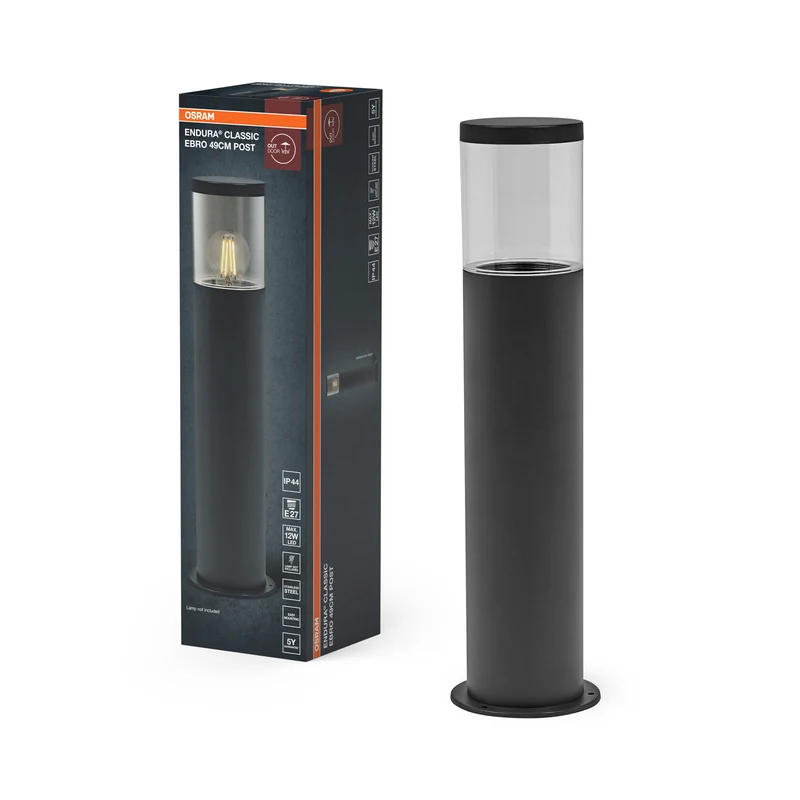Lámpara de exterior OSRAM ENDURA CLASSIC EBRO, aplique, gris oscuro, 49 cm, acero inoxidable, instalación fácil y rápida, clase de protección IP44, carcasa de acero inoxidable