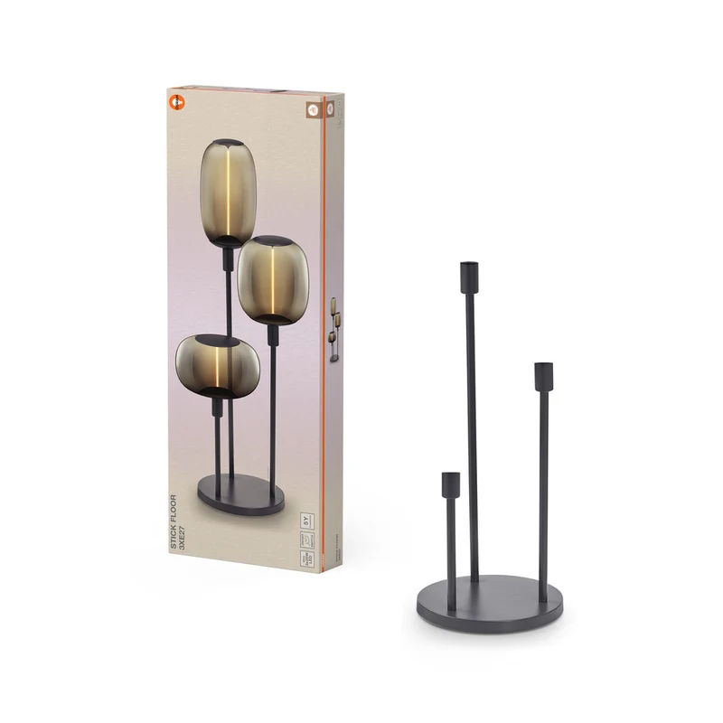 Lámpara de pie OSRAM Decor Stick Floor gris oscuro, 78 cm, 3 bombillas E27, sin bombillas