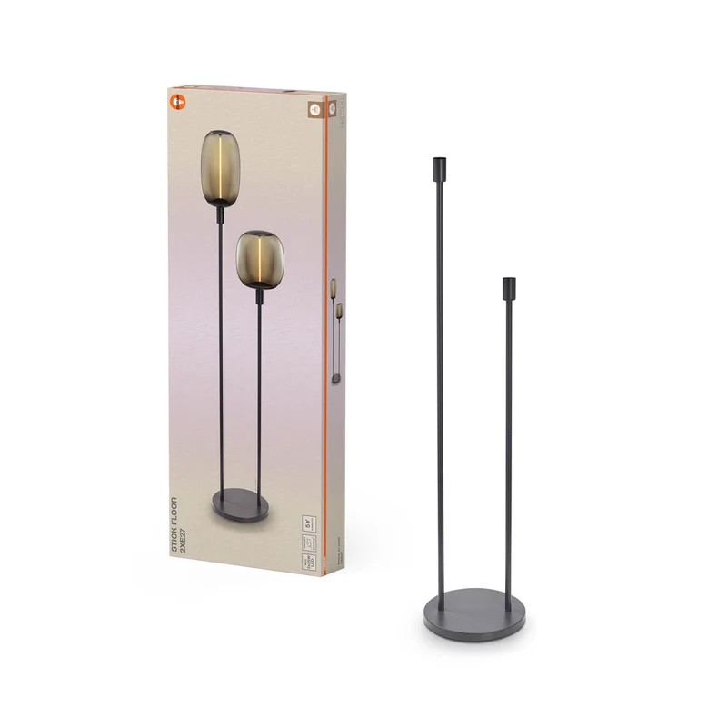 Lámpara de pie OSRAM Decor Stick Floor gris oscuro 146 cm 2x E27, sin bombillas