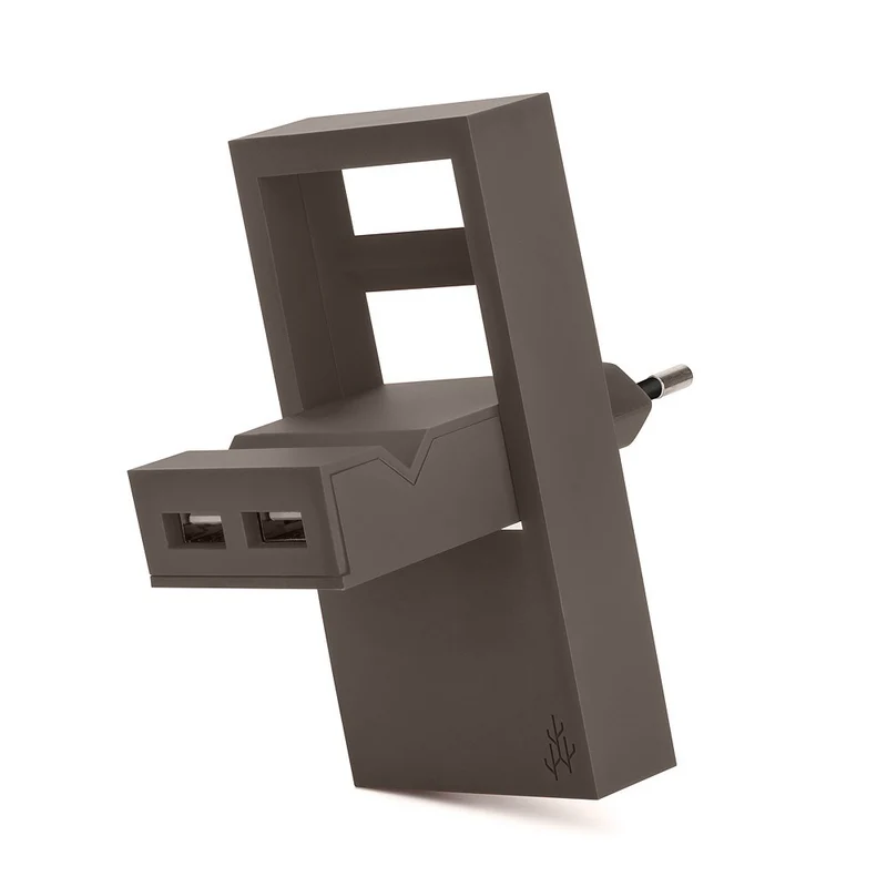 Cargador USB 2 en 1 Rock con soporte de UsbePower - Gris