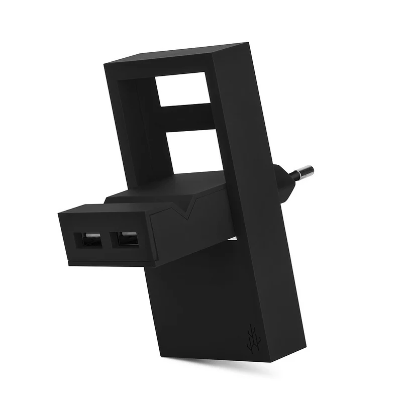 Cargador USB 2 en 1 Rock con soporte de UsbePower - Negro