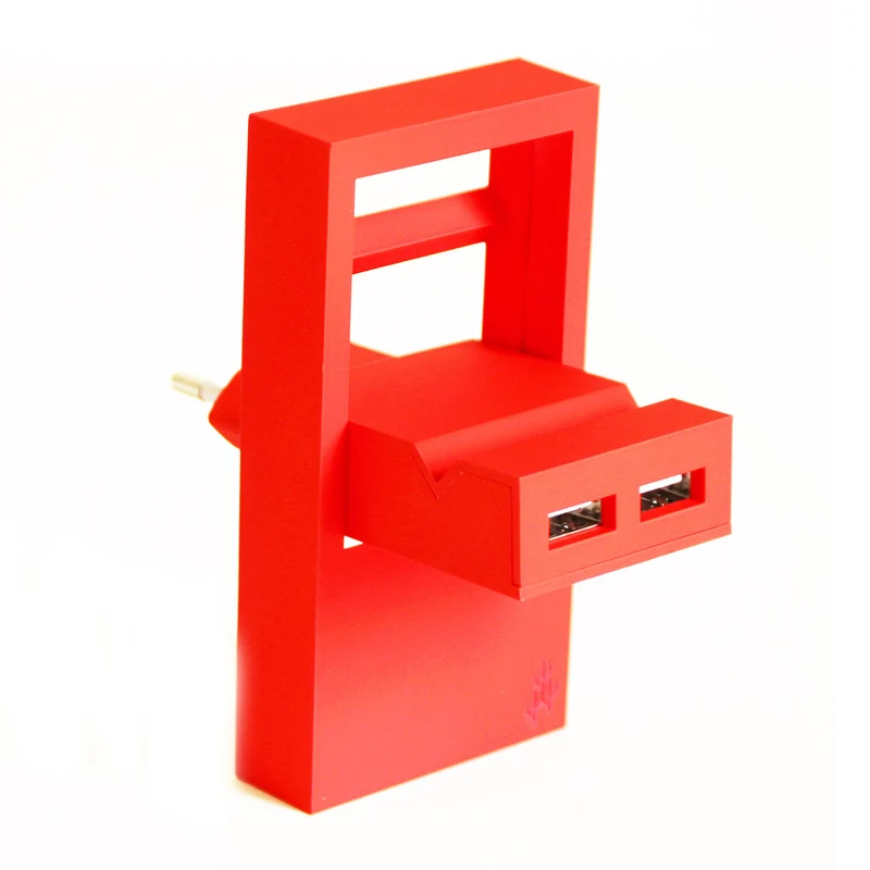 Cargador USB 2 en 1 Rock con soporte de UsbePower - Rojo