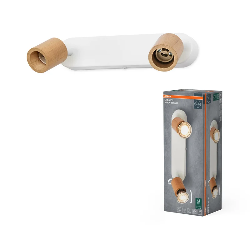 Lámpara de techo OSRAM LED Spot Brick 2xGU10 blanco y madera