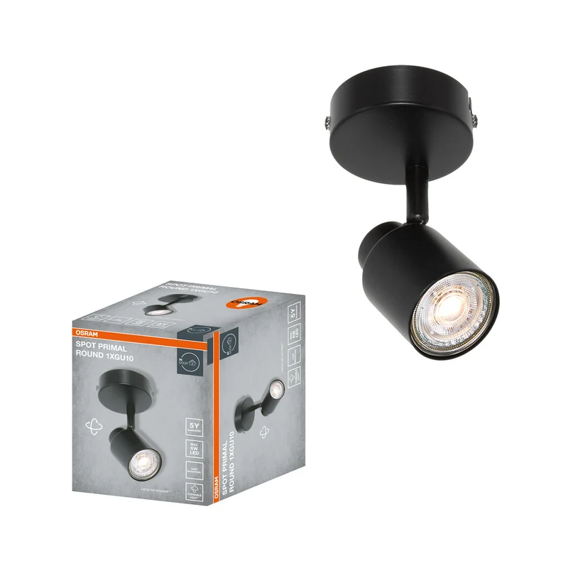 Foco LED OSRAM PRIMAL redondo de 1 punto, luz, 1xGU10, negro