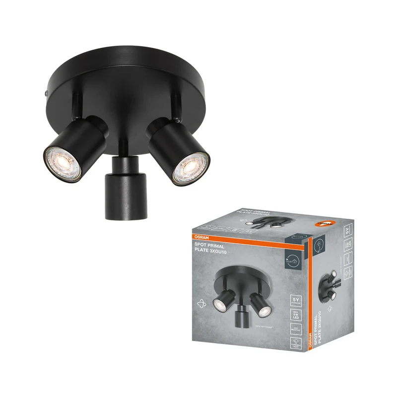 Foco LED OSRAM PRIMAL de 3 puntos, luz, 3xGU10, negro