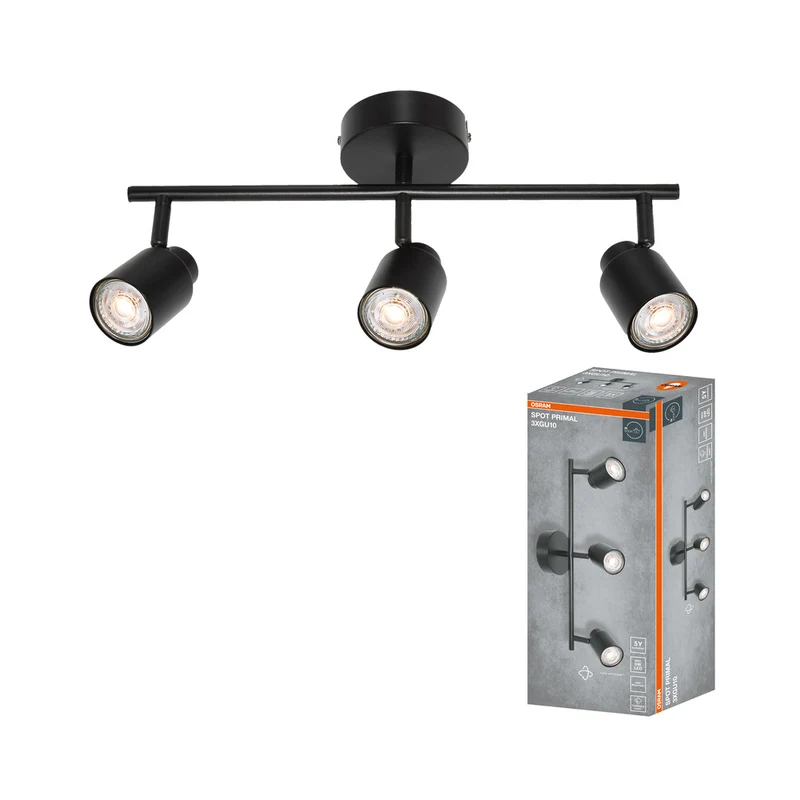 Foco LED OSRAM de 3 puntos PRIMAL, luz, 3xGU10, negro