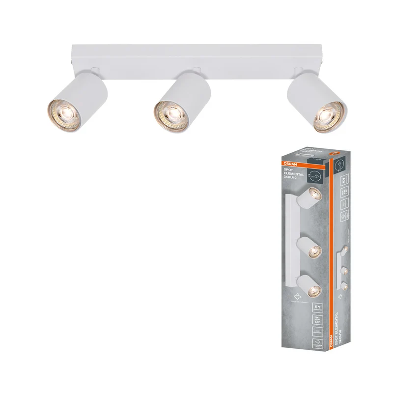 Foco LED de 3 puntos OSRAM ELEMENTAL Blanco, Luz, 3xGU10, Blanco, 37 x 13,8 x 6 cm
