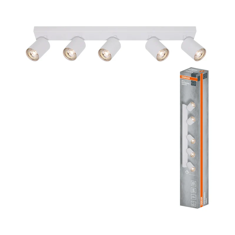 Foco LED OSRAM ELEMENTAL de 5 puntos, blanco, luz, 5xGU10, blanco, 60,5 x 13,8 x 6 cm