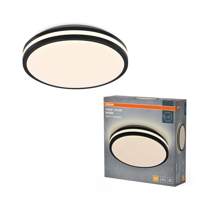 Lámpara de techo OSRAM Orbis Caleb, 295 mm, 16 W, 3000 K, blanco cálido, negro