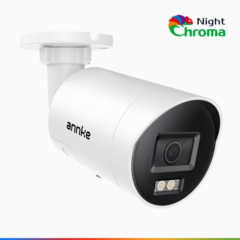 NightChroma TM NCBR800 - Cámara de vigilancia IP PoE exterior de 4K, luces intermitentes rojas y azules con sirena, 3840*2160@25 fps, visión nocturna en color Acme e infrarrojos, detección de personas y vehículos, audio bidireccional, IP67