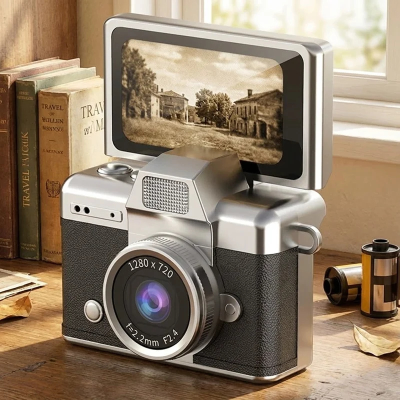 Retro Flip Screen Mini Camera Keychain