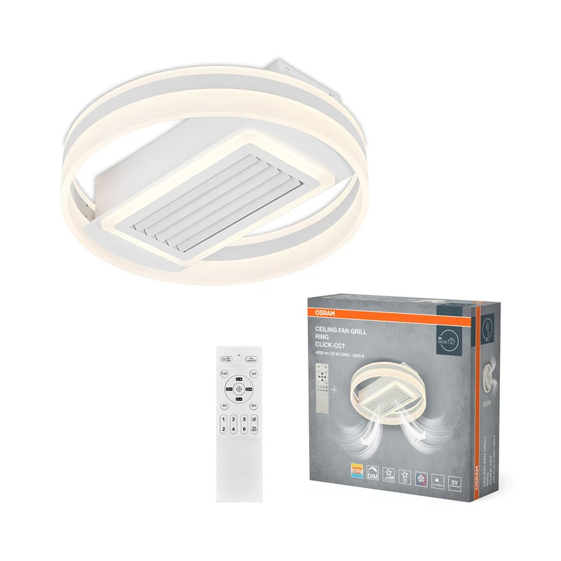 Ventilador de techo LED OSRAM Ring 55 W, CCT blanco 3000 K-6500 K
