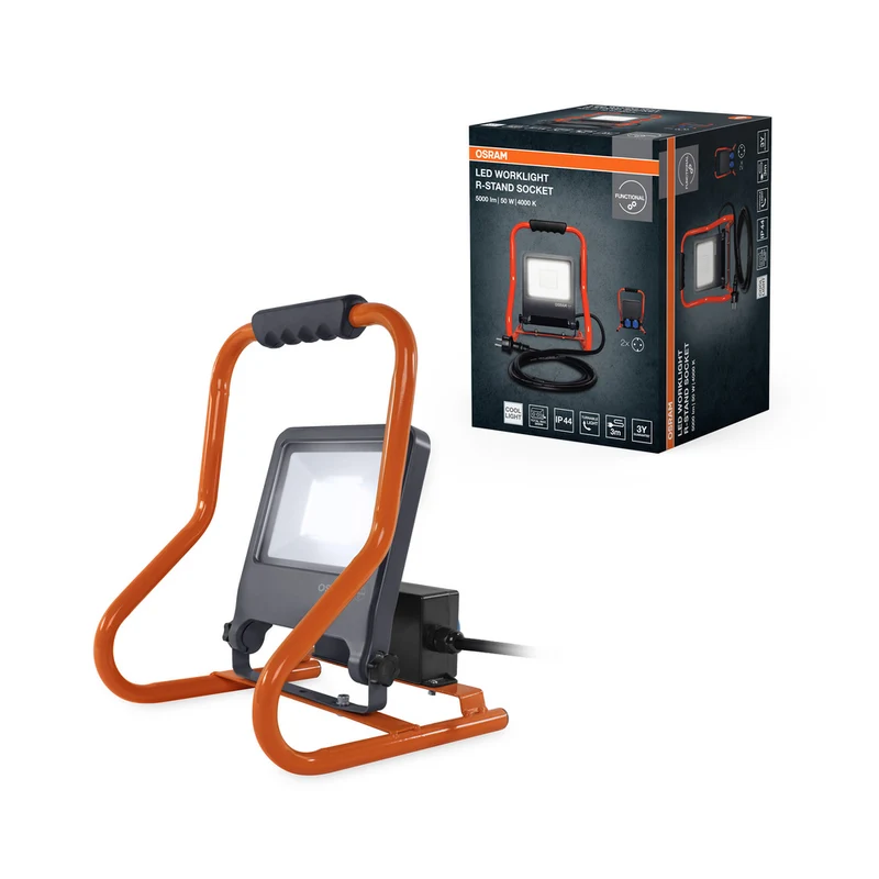 Foco de construcción OSRAM WORKLIGHTS R-STAND, con múltiples tomas de corriente (GEN 2), 50 W, 4500 lm, 4000 K