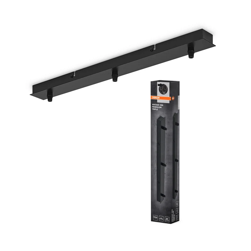Lámpara colgante OSRAM Vintage 1906® 3X Canopy LINEAR, negra