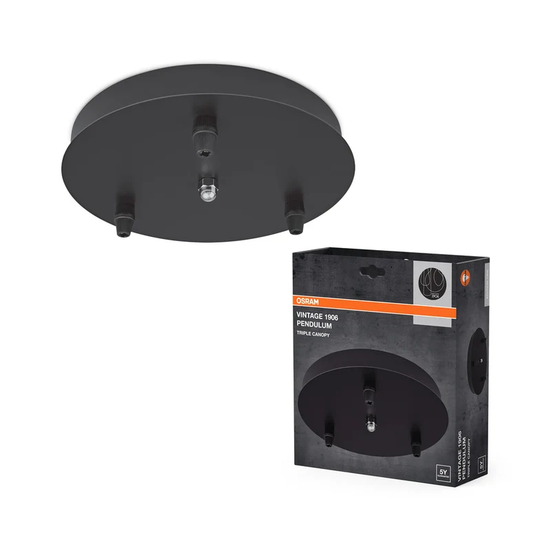 OSRAM Vintage Edition 1906, cubierta negra, soporte para lámparas de péndulo OSRAM Vintage 1906, carcasa de aluminio
