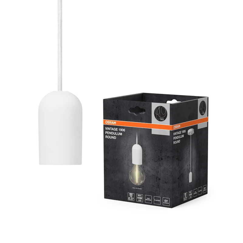 Lámpara colgante OSRAM Vintage 1906® ROUND PLASTER E27, blanca
