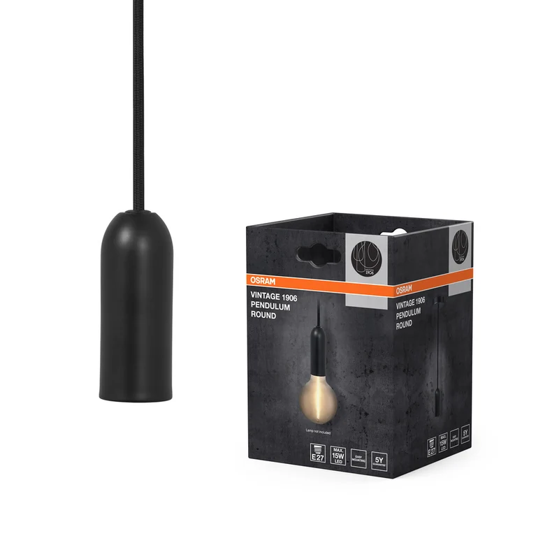 Lámpara colgante OSRAM Vintage 1906® REDONDA E27, negra