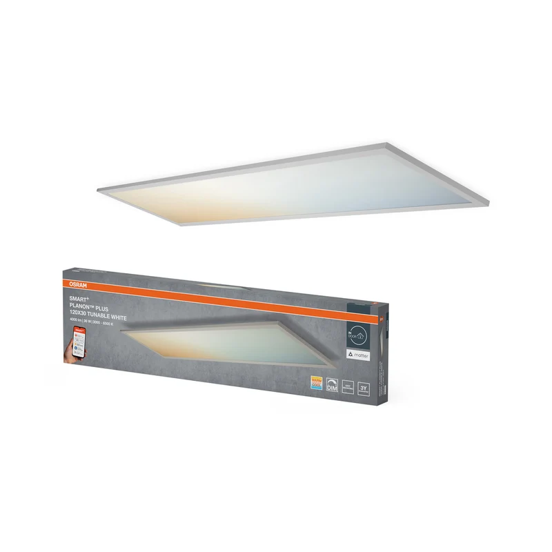 Panel LED OSRAM Matter SMART+ PLANON PLUS, 3000-6500K, 1200 mm x 300 mm, control por voz de Google y Alexa, blanco ajustable